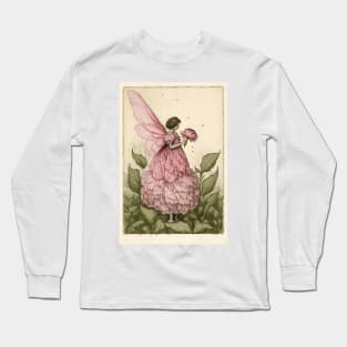 Peony Fairy Vintage Watercolor Flower Design Long Sleeve T-Shirt